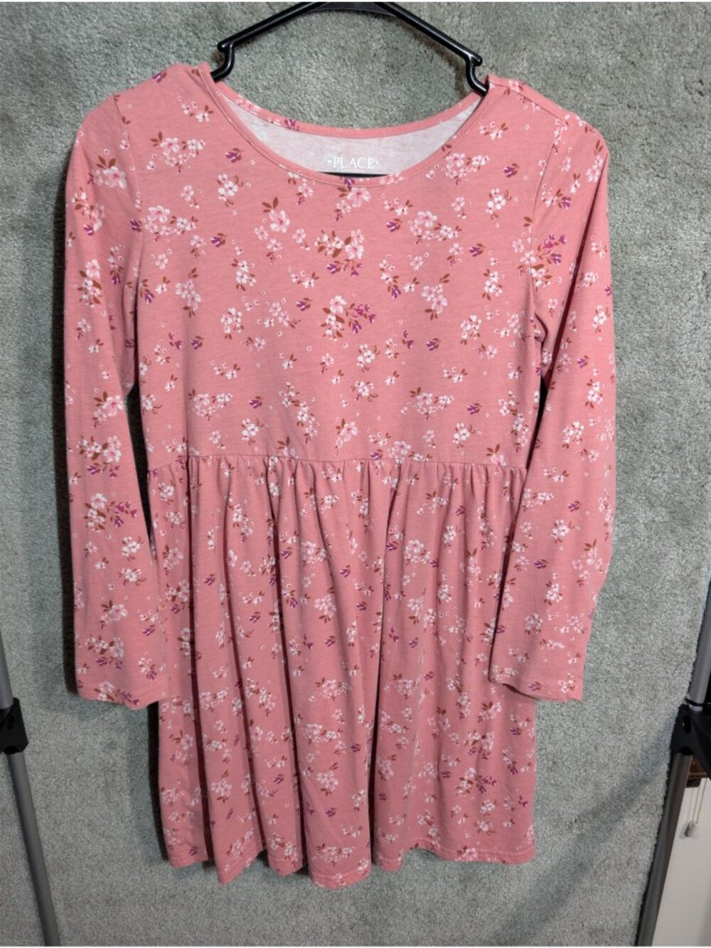 025 The Children's Place Girls Pink Floral Long Sleeve Babydoll Skater Dress XL